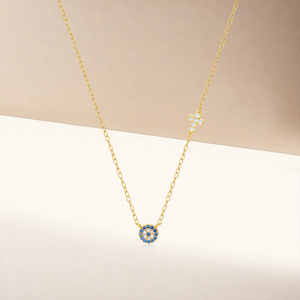 Collar de Plata con Colgante de Ojo Azul con Circonita y Diamantes Chapados en Oro de 18k para Mujer, Marca CANNER - Product Image 3