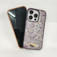 Étui de téléphone pour femme en TPU+PC avec pierres précieuses et perles colorées de luxe, design avec logo, nouveau brillant et scintillant