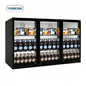 Refrigerador Premium Bajo Mostrador con 3 Puertas <span class=keywords><strong>de</strong></span> Vidrio, Enfriador <span class=keywords><strong>de</strong></span> Bebidas Negro para Cafetería, Discoteca, con Luz LED - Product Image 1