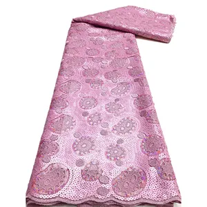 NI.AI элегантная кружевная ткань из органзы с блестками ручной работы, роскошная вышивка блестками, свадебная кружевная ткань