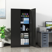 Armoire de Rangement de Bureau Métallique, Classeur en Acier, Placard Métallique avec 2 Portes et 4 Étagères Réglables