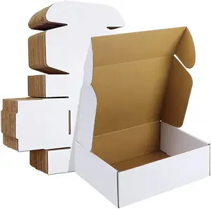 Paquete de envoltura de almacenamiento de regalo en blanco corrugado blanco reciclado, zapatos, ropa, cartón, embalaje artesanal, cajas de papel de envío