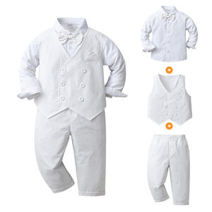 Robe <span class=keywords><strong>de</strong></span> baptême pour bébé, <span class=keywords><strong>tenue</strong></span> <span class=keywords><strong>de</strong></span> garçon, costume <span class=keywords><strong>de</strong></span> gentleman britannique, ensemble trois pièces pour le premier anniversaire du garçon, baptême - Product Image 3