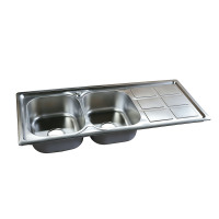 Évier de cuisine double bac de 1200 mm en acier inoxydable, antibactérien et anti-taches, avec égouttoir intégré, à encastrer