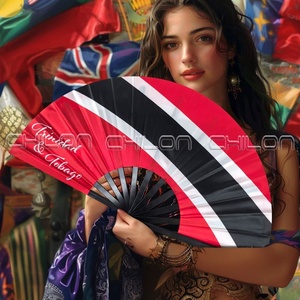 Ventilador plegable de bambú con brillo UV de 13 pulgadas y 33cm - Product Image 2