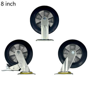 ล้อเลื่อนแบบหมุนได้ขนาด 6 นิ้ว พร้อมสายยางยืดหยุ่นสีดำ ขนาด 150 มม. แกนอะลูมิเนียมสำหรับงานหนัก ล้อแบบตันพร้อมลูกปืน - Product Image 5