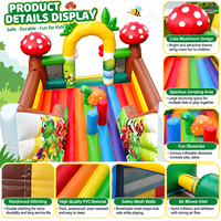 Toboggan gonflable géant Ceyu à double piste avec décor abeille et imprimé animaux de la forêt pour location de fête dans le jardin