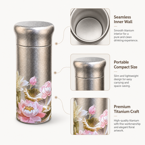 Nouvelle tasse <span class=keywords><strong>thermos</strong></span> mini en titane à isolation sous vide - Tasse cadeau portable de luxe léger de style chinois pour femmes - Product Image 3