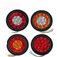 Feux de remplacement LED ronds de 4 pouces 12V pour camion et remorque avec passe-câble en caoutchouc, 16 LED, étanches, pour feux de freinage/stop/clignotants/position arrière