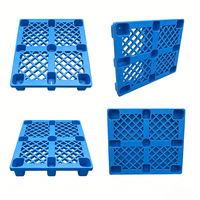 Palette en plastique 9 pieds, simple face, grille, entrée 4 directions, HDPE, empilable, pour entrepôt, stockage, logistique, chariot élévateur