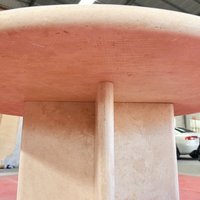 Table basse ronde en travertin beige polie à la main, table d'appoint minimaliste Wabi-sabi en pierre pour mobilier contemporain
