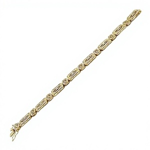Bracelet Classique en Or Jaune et Zircon, Argent 925, Luxe, Taille Ronde Brillante, Sertissage à Griffes, Maillons Géométriques, Pour Femme, Usage Quotidien - Product Image 1