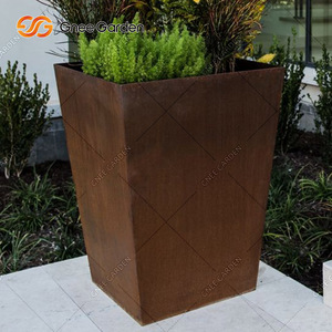 Bac à plantes extérieur en acier Corten léger, résistant à la corrosion, moderne et minimaliste, certifié ISO9001, pots de fleurs de jardin personnalisés - Product Image 2