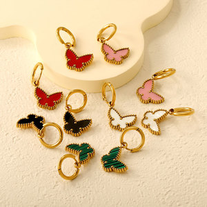 Pendientes de Mariposa Pequeños y Delicados de Acero Inoxidable 316L con Baño de Oro PVD de 14k y 18k para Mujer, Venta al por Mayor - Product Image 1