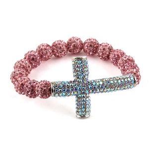 Women Fashion 10mm Rhinestone Pave Ball Beads <strong>Crystal</strong> Pave Charm Energy <strong>Bracelets</strong> Cross <strong>Bracelet</strong> - Product Image 3