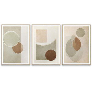 HAOWAI-Décoration murale moderne neutre en terre cuite beige, vert sauge, impression minimaliste, abstraite, imprimable, OEM/ODM - Product Image 2
