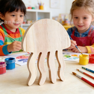 Esculturas de animales marinos de madera, caballitos de mar y delfines de madera maciza, adornos de madera de pino en blanco para pintar y dibujar DIY. - Product Image 1