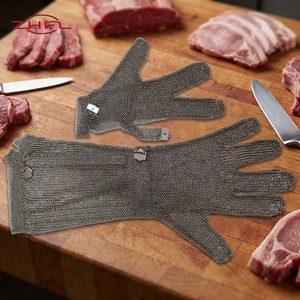 Gants de boucher en maille métallique en acier inoxydable de qualité alimentaire, non enduits, protection des bras, résistance aux coupures EN388 niveau 5, résistance à l'abrasion ANSI 9, personnalisables - Product Image 1