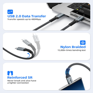 Câble de charge rapide Type C USB-C vers Type-C 240W 5A PD Câbles de charge rapide 1m 2m 3m Nylon tressé USBC Kabel pour téléphone tablette <span class=keywords><strong>PC</strong></span> - Product Image 6