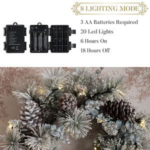 EAGLEGIFTS Couronne de Noël en forme de cône de pin de bonne qualité et haut de gamme Décoration de table pour porte et fenêtre Couronne de Noël artificielle