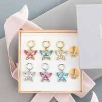 Clip sur papillon faux ventre Piercing plaqué or bijoux de corps en acier inoxydable avec Zircon faux nombril Piercing bijoux