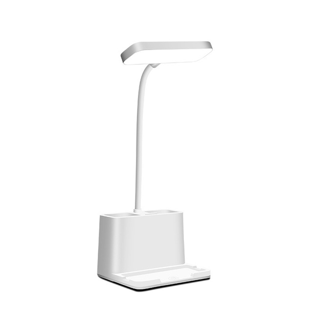 LED Desk Lamp USB Charging Pen Holder Phone Holder Small Study Lamp for Home Office Dorm Flexible Reading Bedside Table Light