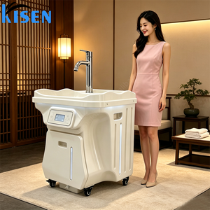 Modern <b>Electric</b> Mobile Automatic <b>Portable</b> salon Basin Washing Hand Station With Hot Water Shampoo Bowl With Wheels and <b>Heater</b> - Product Image 6