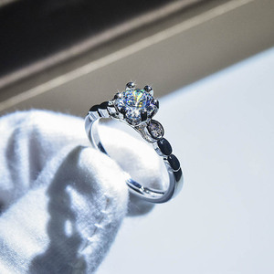 Moissanite Ring D Color One Carat Six Prong Heart Shape Wedding Unisex Jewelry - Product Image 3