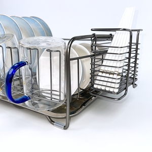 رف تخزين قائم بذاته بتصميم عصري مخصص من الفولاذ المقاوم للصدأ 201 + سلك PVC بطلاء كهربائي لتجفيف الأطباق والأوعية - Product Image 6