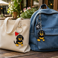 Porte-clés Pinduoduo en alliage de zinc non imprimé pour animaux de compagnie - Motifs Teckel, Corgi, Cœur, Empreinte de Patte - Style Américain pour les Fêtes