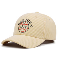 Casquette de baseball 6 panneaux en velours côtelé PVC brodé et imprimé numériquement, style sportif européen et américain, pour sports d'hiver en extérieur, modèle courant