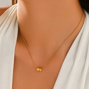 Collar AOFEI Minimalista de Acero Inoxidable de Alta Gama con Colgante de Roca Fundida <span class=keywords><strong>Irregular</strong></span> para Mujer, Uso Diario - Product Image 2