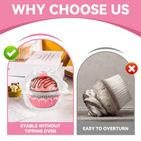 Boîte à gâteaux alimentaire empilable et verrouillable Supports à cupcakes individuels jetables en plastique transparent