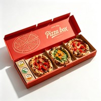 Boîte à pizza personnalisée à 3 compartiments, emballage en carton alimentaire pour mini-pizzas, boîte à emporter écologique