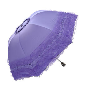 Sunny Rainy-paraguas para mujer y niña, <span class=keywords><strong>sombrilla</strong></span> de verano con recubrimiento negro, Anti UV, encaje, 3 paraguas plegable de Princesa con <span class=keywords><strong>colgante</strong></span> - Product Image 2