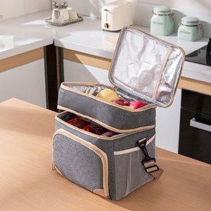 Sac isotherme extensible grand format pour adultes, durable, isolé, double couche, 600D, imperméable, pour pique-nique, boîte à lunch, compartiment sec/humide - Product Image 4