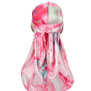 Bloemen silky durag mode spandex hoofdband vod doen