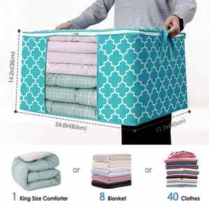 Non-woven Fabric 100L <b>Foldable</b> Storage <b>Bag</b> Organizer with Reinforced Handle Clear Window Sturdy Zippers - Product Image 4