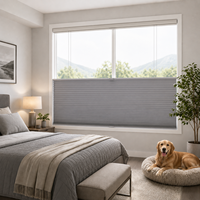 Stores alvéolaires thermiques ZSTARR, à ouverture haut-bas, insonorisés, en polyester gris, tissu adapté aux animaux domestiques, pour chambre à coucher