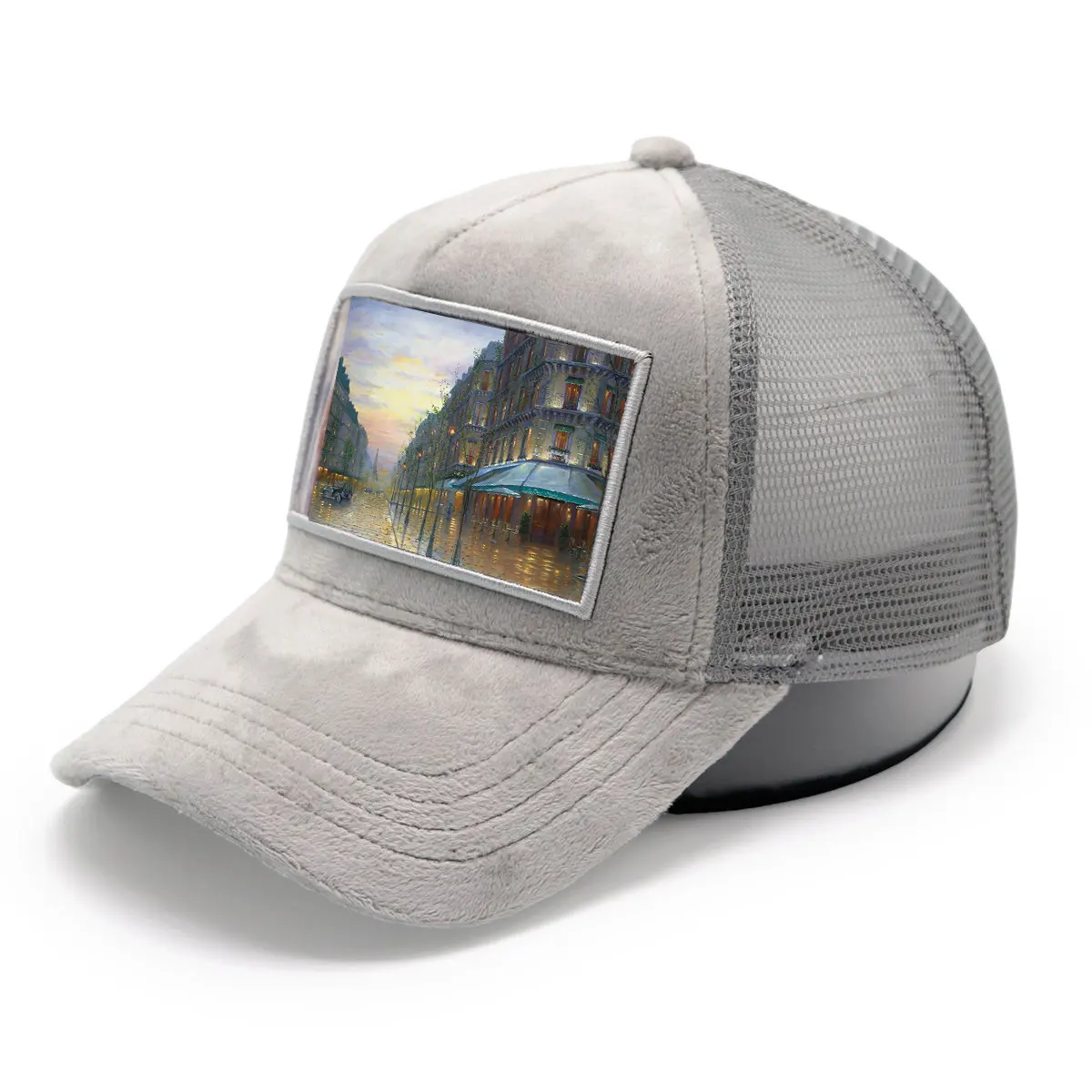 לוגו תיקון באיכות גבוהה שוליים מעוקלים כובעי רשת 5 פאנל כובעי כובע משאית קטיפה מטושטשת בהתאמה אישית