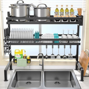 ชั้นวางจานสแตนเลส2ชั้นสำหรับคว่ำอ่างล้างจานชั้นคว่ำจานสำหรับวางบนอ่างล้างจานใหม่ - Product Image 2