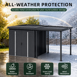 Abri <span class=keywords><strong>de</strong></span> jardin en métal personnalisé SEEYES avec auvent pour voiture, abri extérieur pour outils <span class=keywords><strong>et</strong></span> vélos, vente en gros, OEM, ODM, directement <span class=keywords><strong>de</strong></span> l'usine - Product Image 5