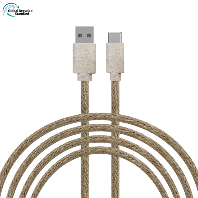 GRS Eco Friendly Wheat Straw Android Mobile Phone 3A Fast Charging USB Type C Cable