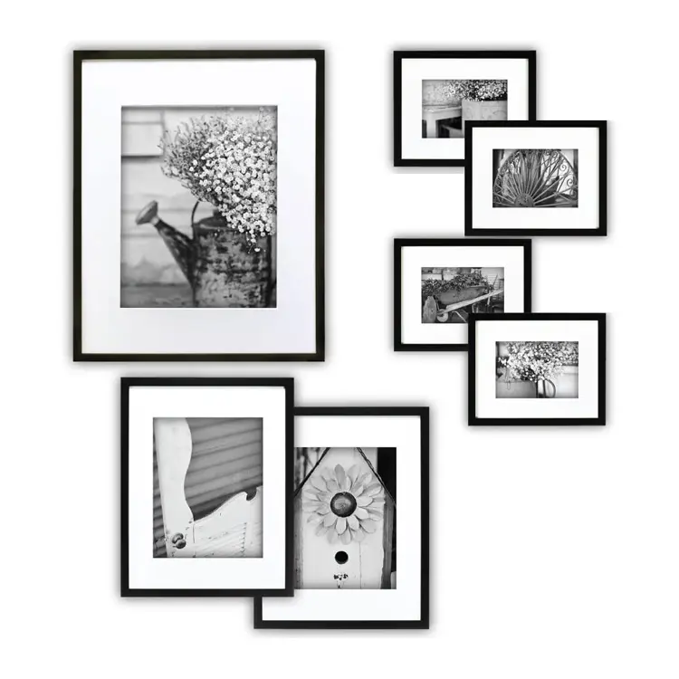 Sıcak satış seti 7 resim fotoğraf çerçevesi setleri galeri duvar asma ekran için Set