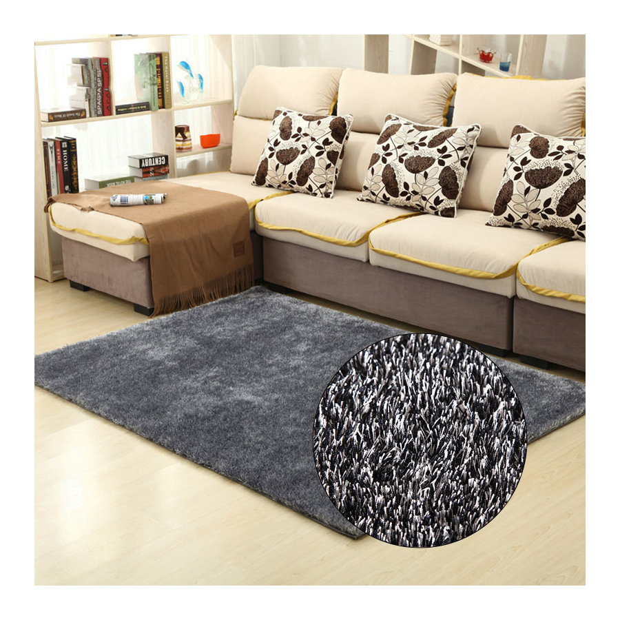 Hot Koop Plain Serie Polyester Zijde Garen Slaapkamer Of Woonkamer Floor 3D Tapijt Custom Tapijt