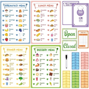 Ensemble <span class=keywords><strong>de</strong></span> menus <span class=keywords><strong>de</strong></span> restaurant pour jeu d'imitation, blocs <span class=keywords><strong>de</strong></span> commandes <span class=keywords><strong>de</strong></span> repas pour cuisine et restaurant, accessoire <span class=keywords><strong>de</strong></span> jeu <span class=keywords><strong>de</strong></span> rôle pour tout-petits filles et garçons, cadeau d'anniversaire - Product Image 1