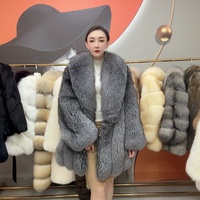 Manteau en fourrure de renard véritable confortable, exporté par une usine chinoise, fourrure de renard teinte, long manteau en fourrure de renard véritable pour femmes