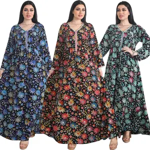 Yibaoli produsen abaya Maroko desain baru desain baru gaun bunga kaftan dubai minimal pesanan