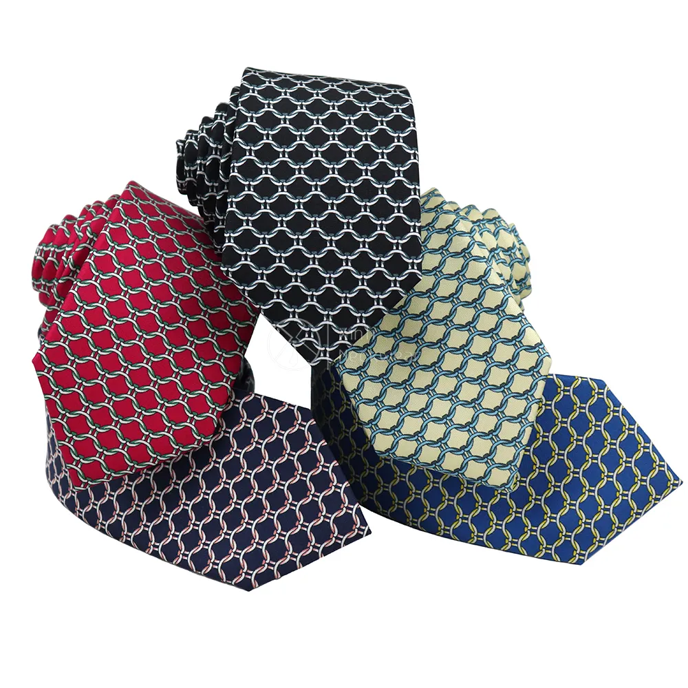 Multicolor Pure Silk Ring Geometry Print Necktie Personalized Logo Pattern Designs Mens Novelty Ties