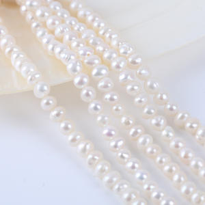 Promoción de Perlas de Agua Dulce Blancas de 5-6 mm de Zhuji, Forma de Patata, Material Semiterminado para Collares, Accesorios para Manualidades - Product Image 5